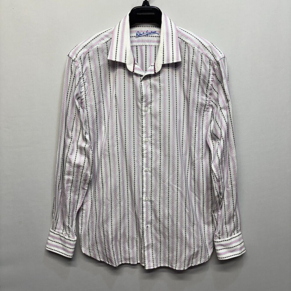 Robert Graham Men Dress Shirt Size 44 17.5 XL X-Large Long Sleeve C084 -18